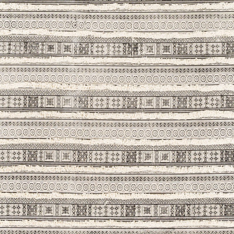 Laurent Striped Handmade Cotton Cream/Black Area Rug, Rectangle 8' x 10'
