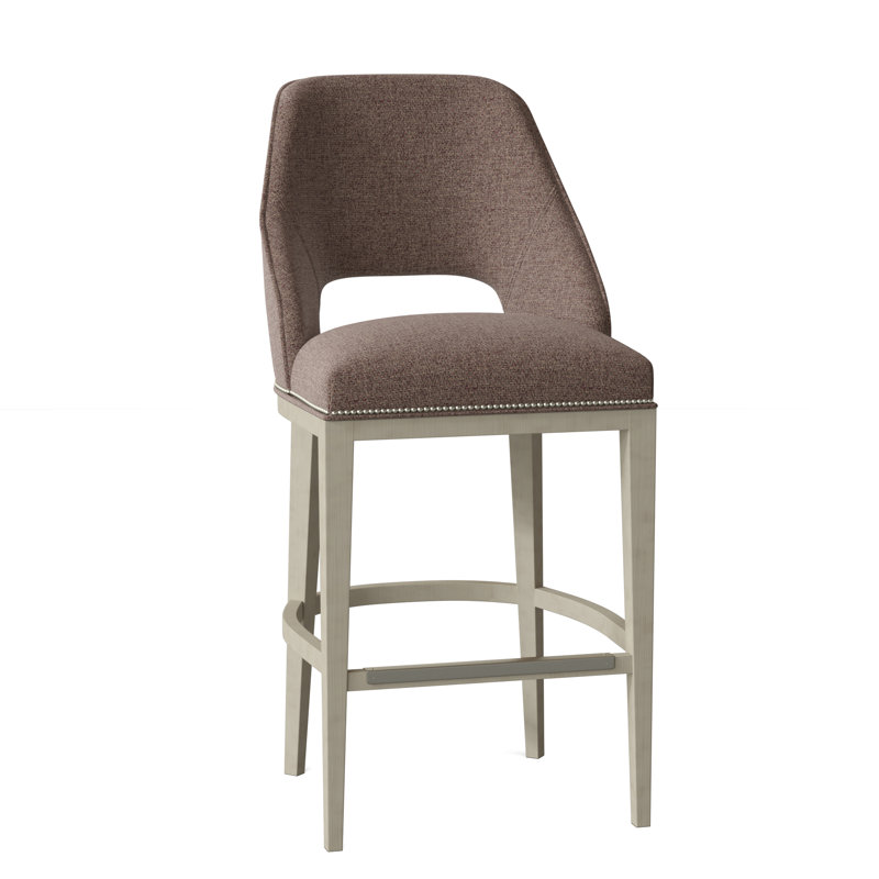 Darien Upholstered Stool, Almond Buff, Pewter (9953 65), Counter Stool (26.5" Seat Height)