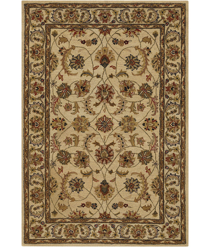 Tapis oriental en laine touffeté à la main brun, brun clair, rouille et vert sauge Parnassus