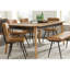 Table de salle à manger Mid-Century en bois massif avec tablier géométrique noir et finition naturelle, table en bois, tablier distinctif, pieds fuselés