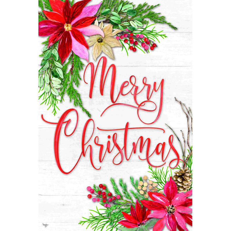 Joyeux Noël poinsettias, H 12 po x l 12 po, Non, Wrapped Canvas