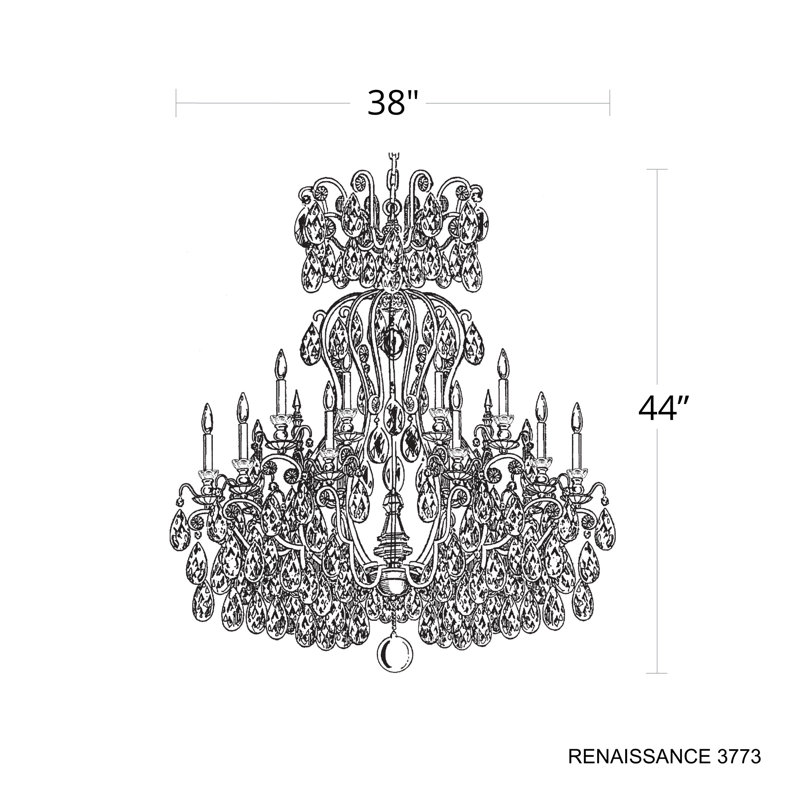 Renaissance 16 - Light Glass Chandelier, Antique Silver, Handcut Clear