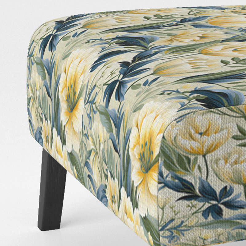 Fauteuil de chambre jaune et vert Ikat Haven - rembourré Cottage