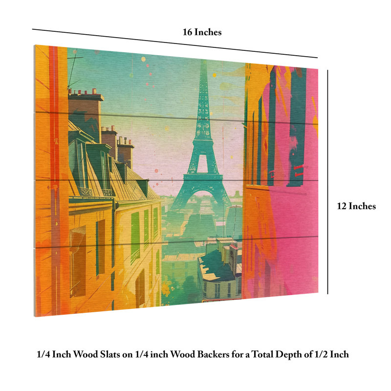 Sasha Paris Colours IV Wood Slat Art, 18" H x 22" W