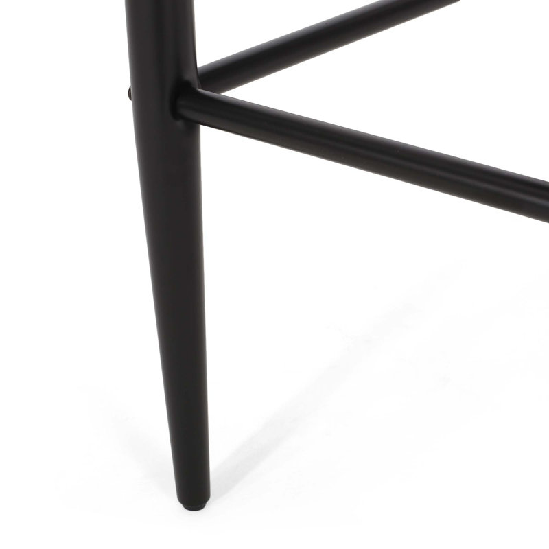 Ensemble de 2 tabourets de bar, tabourets de bar rembourrés à hauteur de comptoir avec dossier et pieds en fer pour îlot de cuisine, assise en tissu d'une capacité de poids de 260 lb