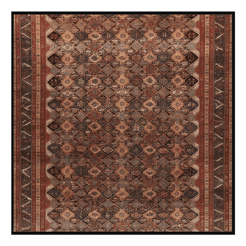 Tapis brun lavable à la machine, Carré 7 pi