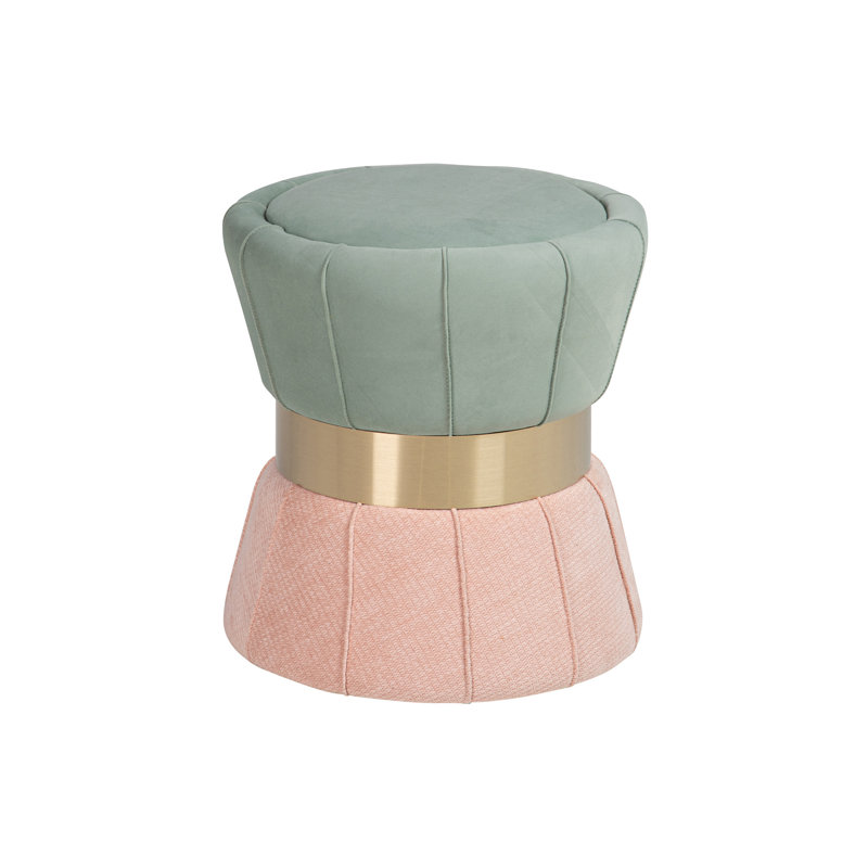 VELVET PUFF 40X40x44 CM, Green, Pink