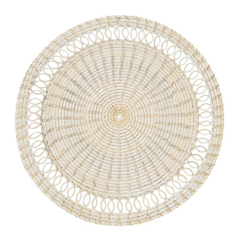 Natural Rattan Loopy Spiral Round 15'' Placemat Set of 4