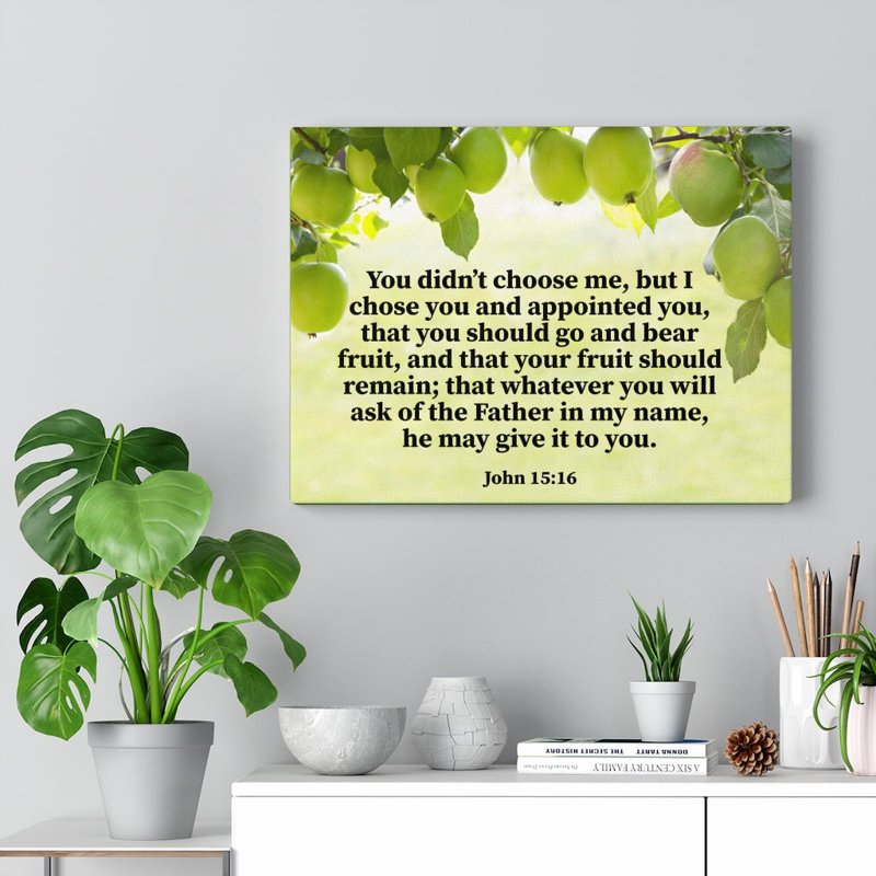 Art mural Chénien par Jean 15:16, H 12 po x l 16 po x P 1,25 po