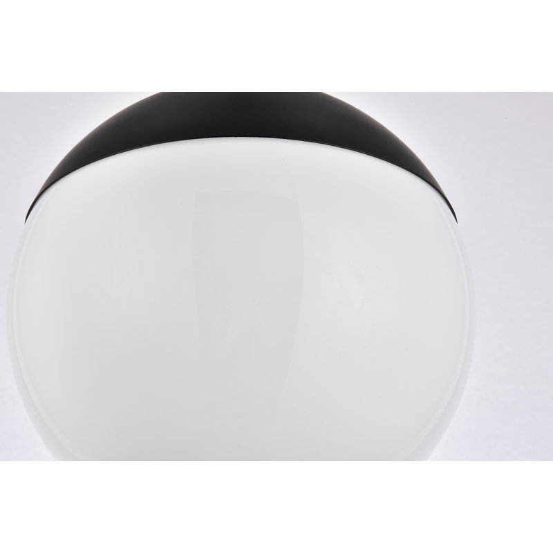 Yearby Glass Semi Flush Mount, 10" H x 8" W x 8" D, Black, White
