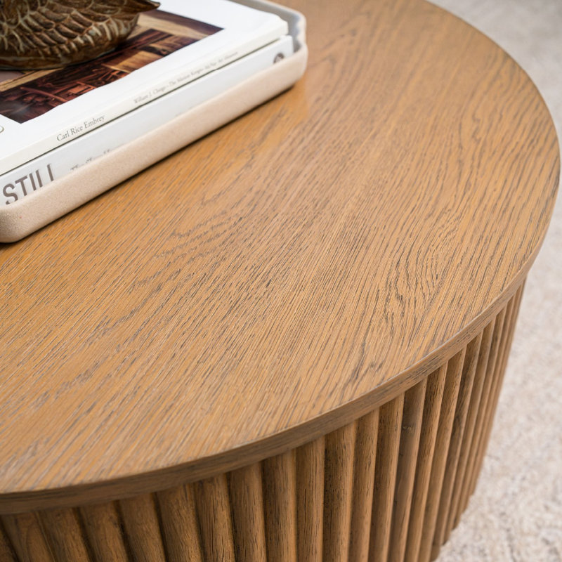 Maven Lane Dallas Solid Wood Coffee Table, Natural Wood