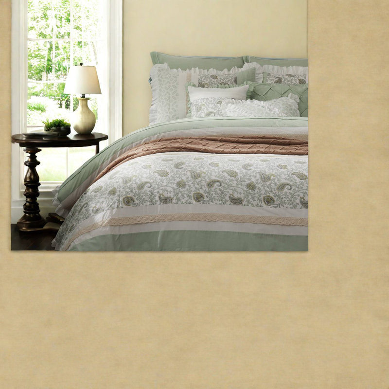 Elegant Floral Bedding Sets, Cotton Percale Comforter, Farmhouse Style For All Seasons