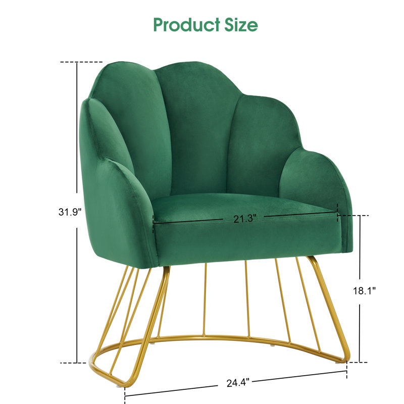 Accent Chair for Home and Spa, Dark Green Cotton Blend