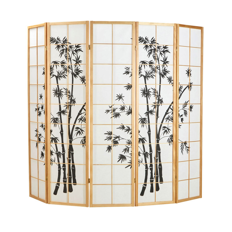 Room Divider Rekha Room Divider Shoji Room Divider Wood, 5 panels