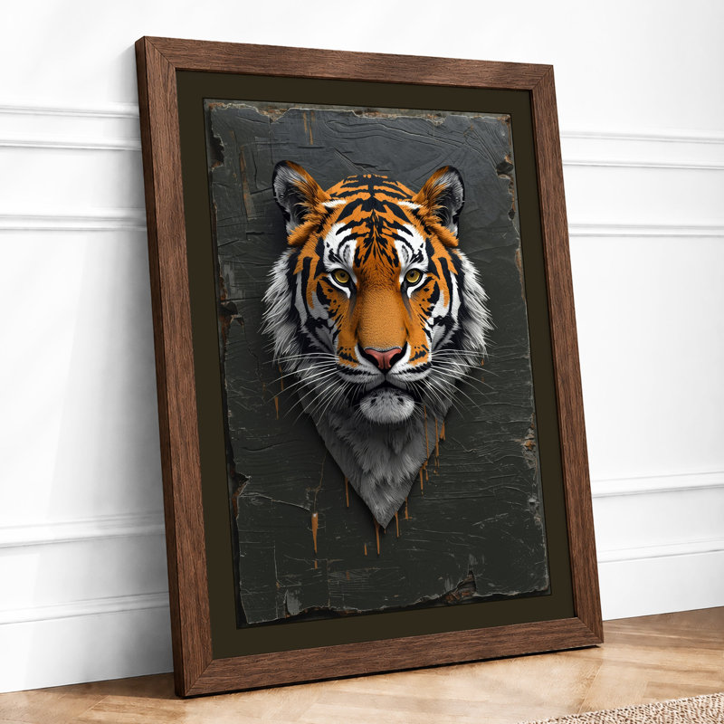 Tiger's Gaze Realism - Framed Print, Walnut, A4 - 29.7 x 21.0 cm