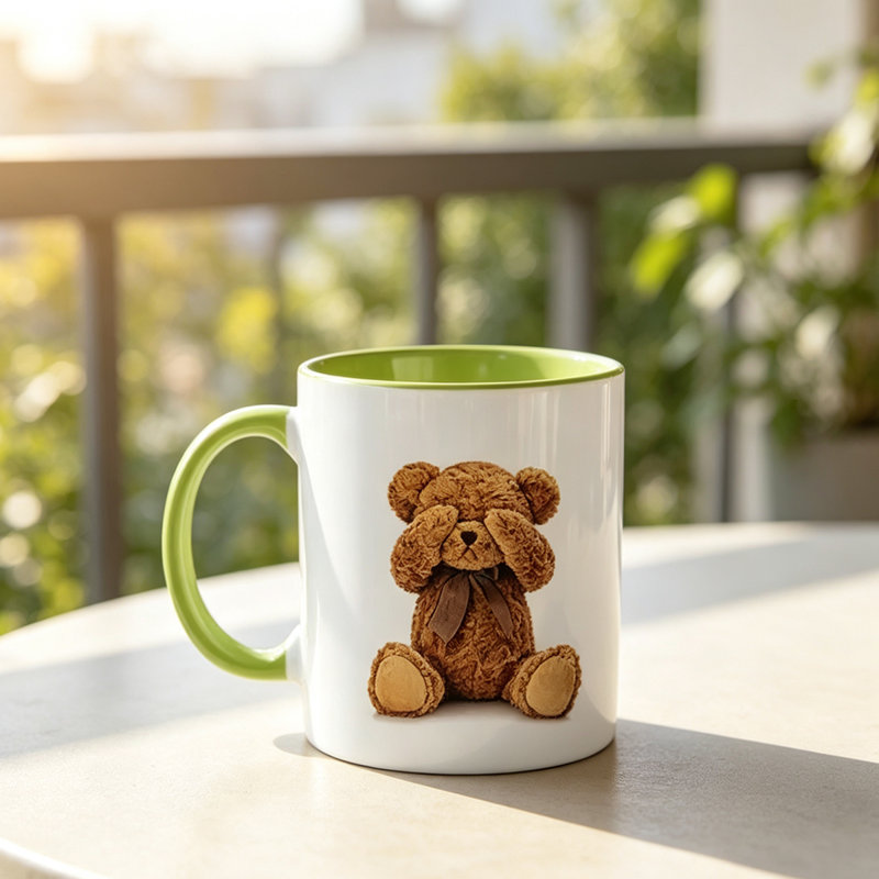 1pc Novelty Shy Teddy Bear Ceramic Mug, Coffee Cup, Juice Cup, Fun Gift.