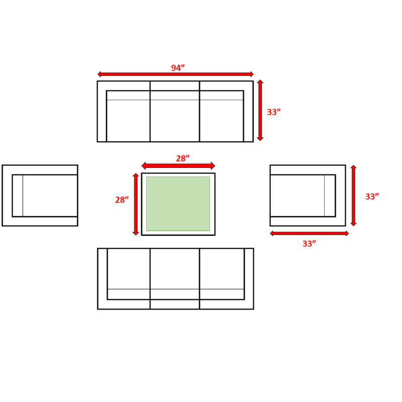 Ensemble de conversation modulaire 9 pièces avec coussins Sunbrella entièrement assemblés