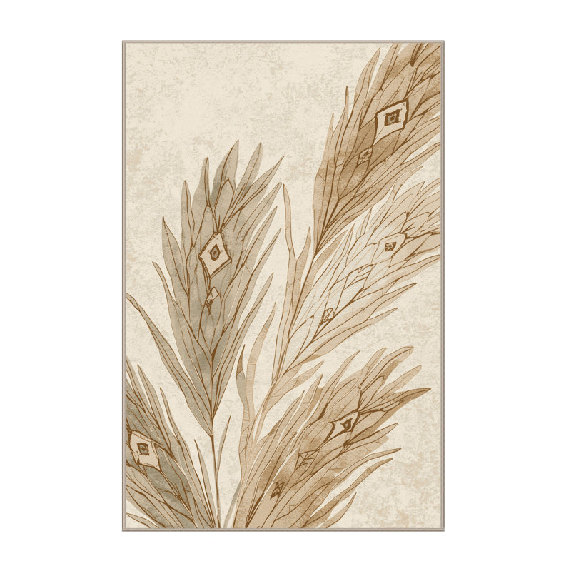 Machine Washable Parrilla Wild Grass Bohemian Moroccan Rug in Beige – Beige Binding, 2x4
