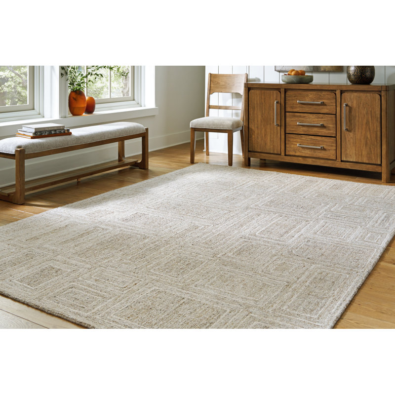 Gray Geometric Hand-Tufted Wool 8' x 10' Rug