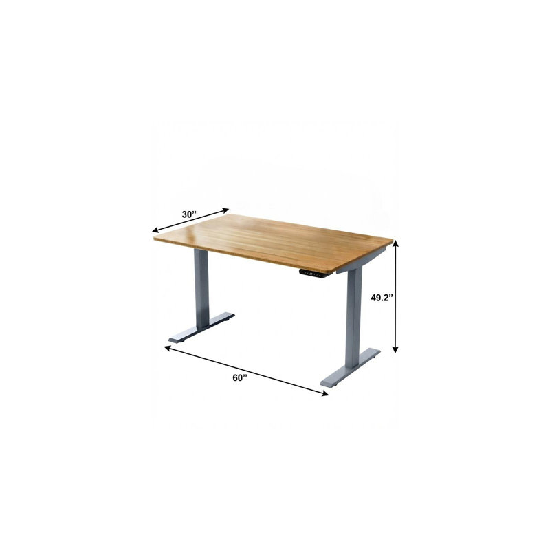 Bureau pour travailler debout à hauteur réglable, Brun / gris, H 51,6 po x l 60 po x P 30 po