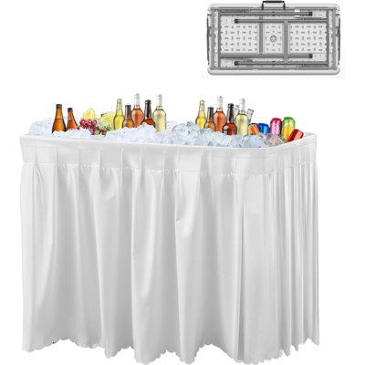 41"w Portable Ice Cooler Table, Outdoor Cooler Table With Removable Matching Skirt And Shelf