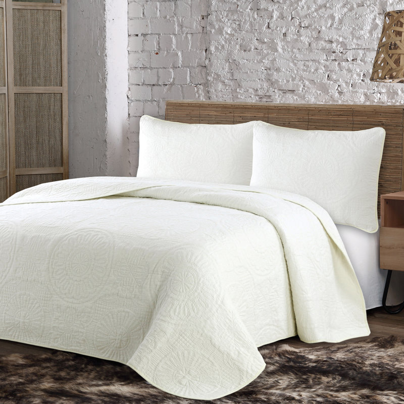Estate Traditional Cotton Floral Quilt, Twin Quilt + 1 Twin Sham, Misty Rose