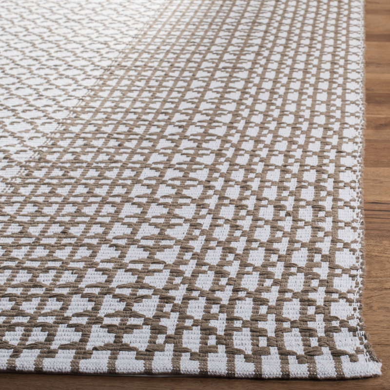 Amaral Hand Woven Cotton Geometric Rug, Rectangle 3' x 5'