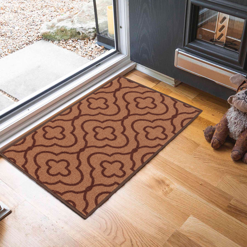 Havana Club Floral Trellis Anti Slip Washabale Hallway-Passage Corridor Kitchen Non Slip Doormats, Beige