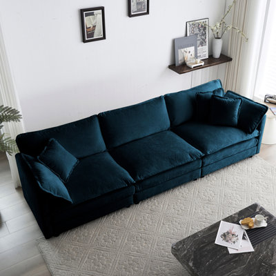 Durable Sofa Modern Couch 3-Seater Sofa With 3 Toss Pillows, Couch For Living Room, Upholstered Sofa For Indoor