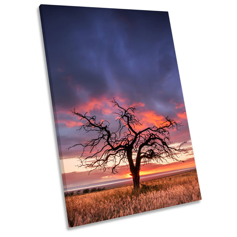 X0477 Sunset Landscape Tree - Wrapped Canvas Print, 54cm H x 36cm W x 4cm D