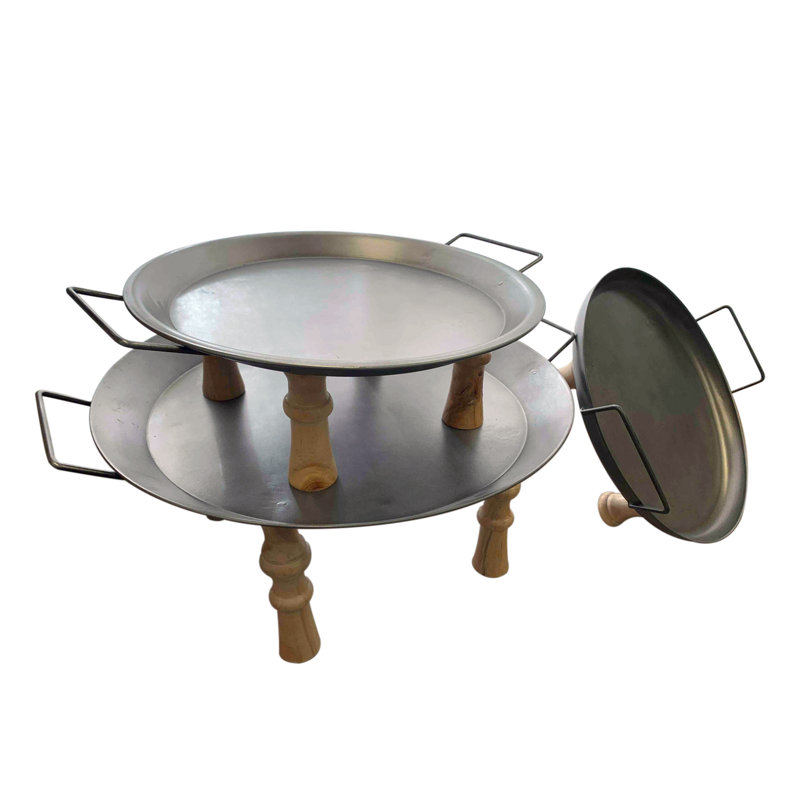 Ensemble de 3 présentoirs à plateaux en bois