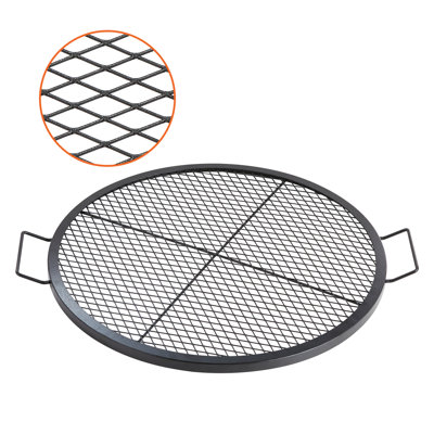 Brasero rond de 76 cm (30 pouces), en acier robuste avec support en X, idéal pour les rassemblements en plein air, grille de barbecue de qualité alimentaire, portable pour le camping, répartition efficace de la chaleur