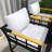 4-Person Rectangle Iron Outdoor Patio Dining Set With Thickened Cushions-1101924738