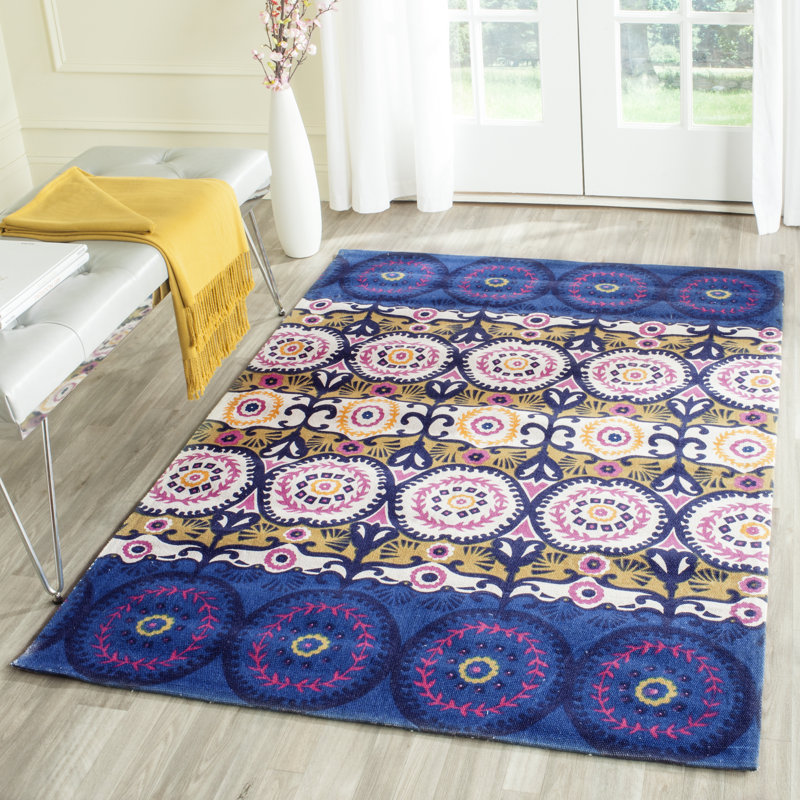  tapis Bleu Et Rose Allison, 7 pi 3 po x 9 pi 3 po