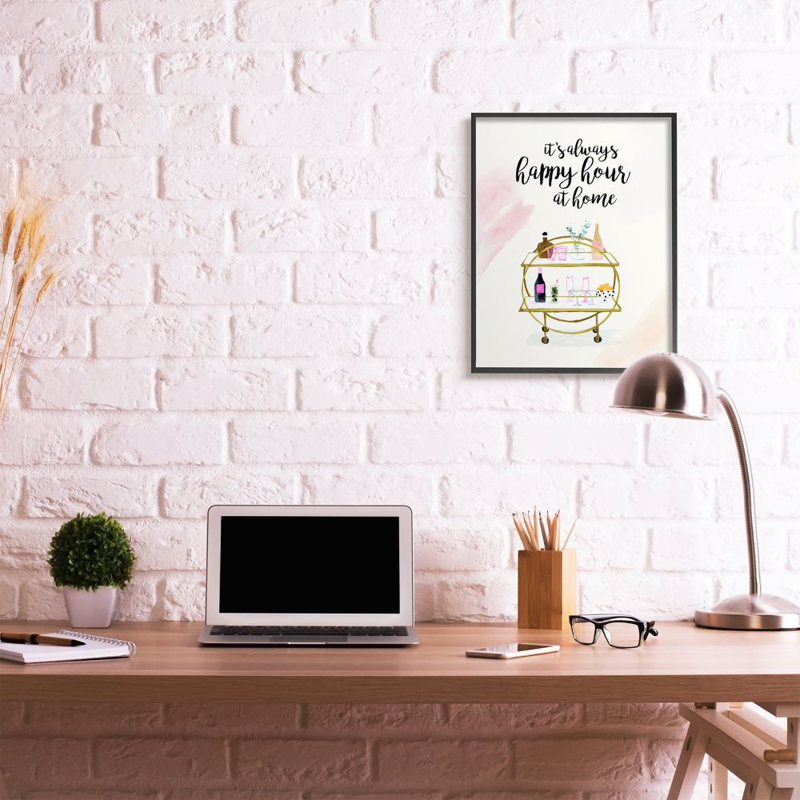 «Happy Hour Text Tray Drinks Watercolor Glam Expression» par Victoria Borges - impression d'art graphique, H 30 po x l 24 po