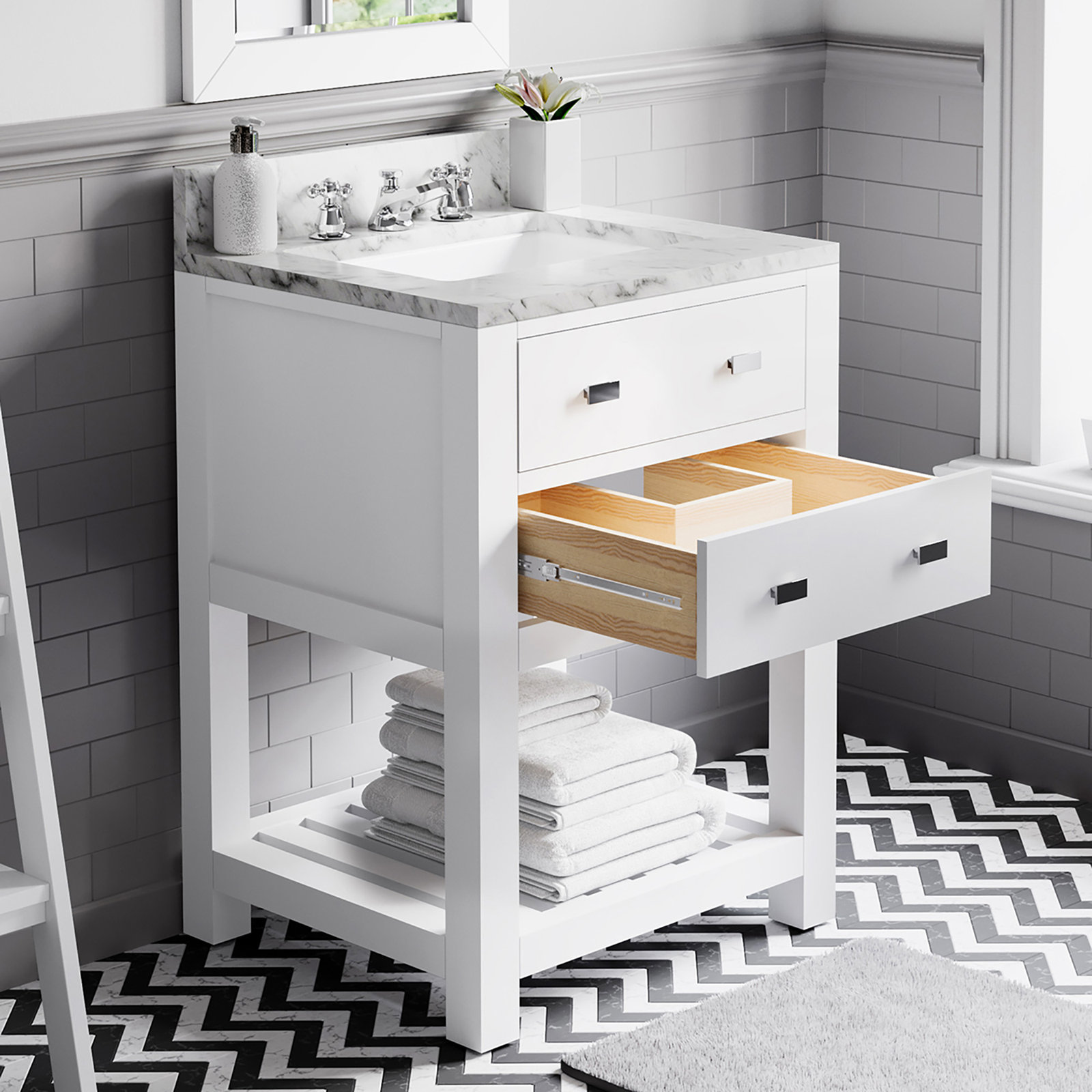 Cronin 24'' Single Bathroom Vanity, Pure White