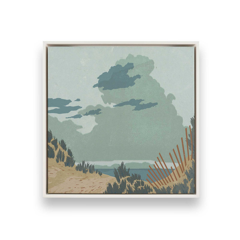 Dunes and Fences I, reproduction sur toile dans un cadre, H 12,75 po x l 12,75 po, Blanc opaque