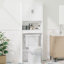 Armoire de rangement au-dessus de la toilette avec tablette réglable, organisateur d'économie d'espace de salle de bain avec portes doubles et tablette ouverte, support de toilette autoportant pour petite salle de bain