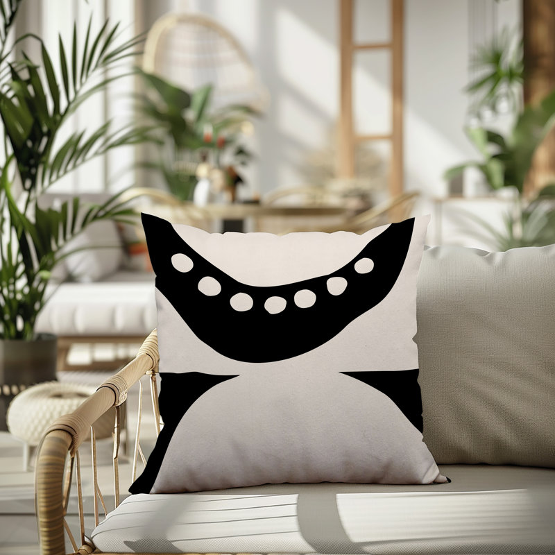 Oreiller carré réversible intérieur / extérieur Tobe Minimalist, H 19 po x l 19 po, Noir/Blanc cassé