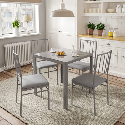 Dorrien Square Glass Top Dining Table with Iron Base