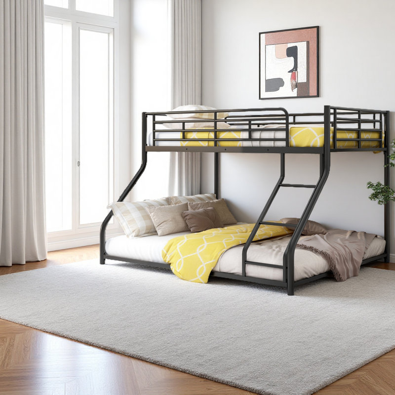 Metal Floor Bunk Bed, Twin XL Over Queen