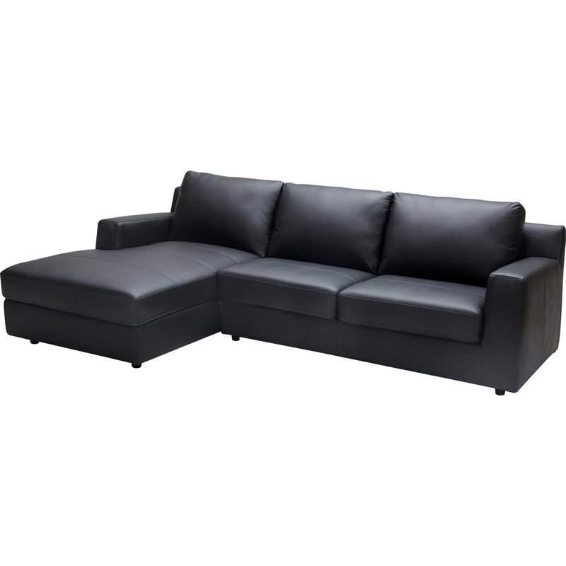 Mukai Upholstered L-Shaped Sectional, Left Hand Facing, Black Genuine Leather