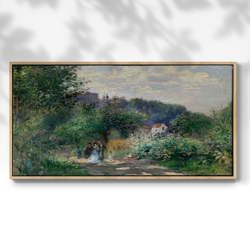 A Road in Louveciennes- Toile tendue avec châssis tendue, prête à être accrochée, H 21 po x l 41 po, Naturel