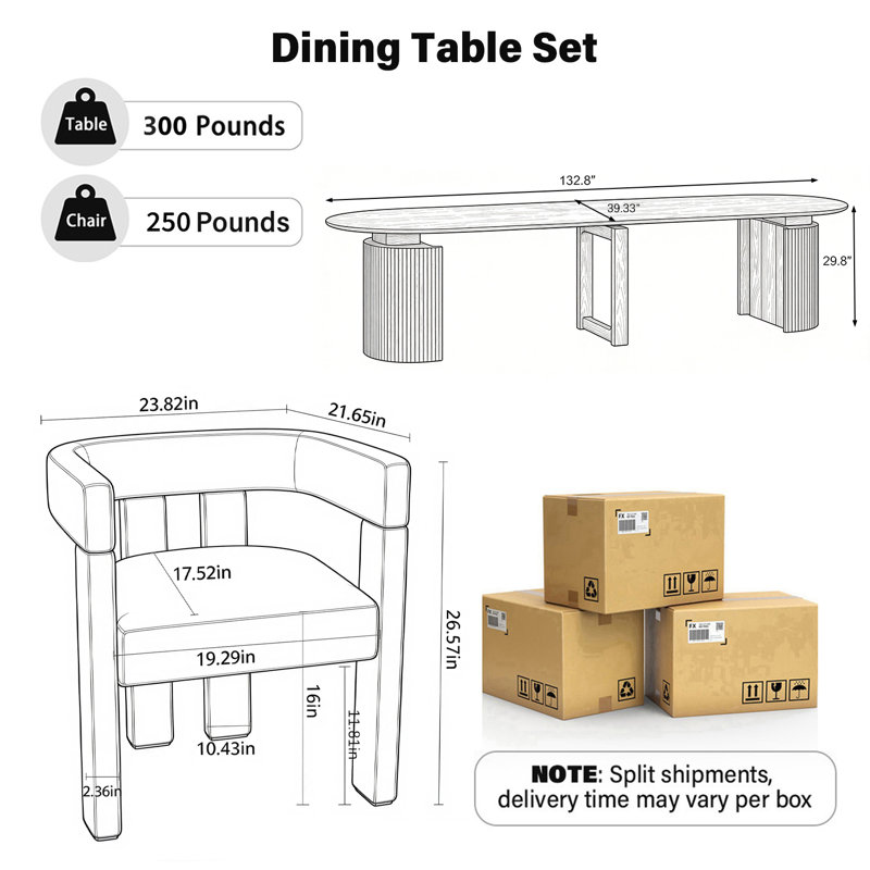 Extendable Foldable Dining Room Table Set for 6-10 People