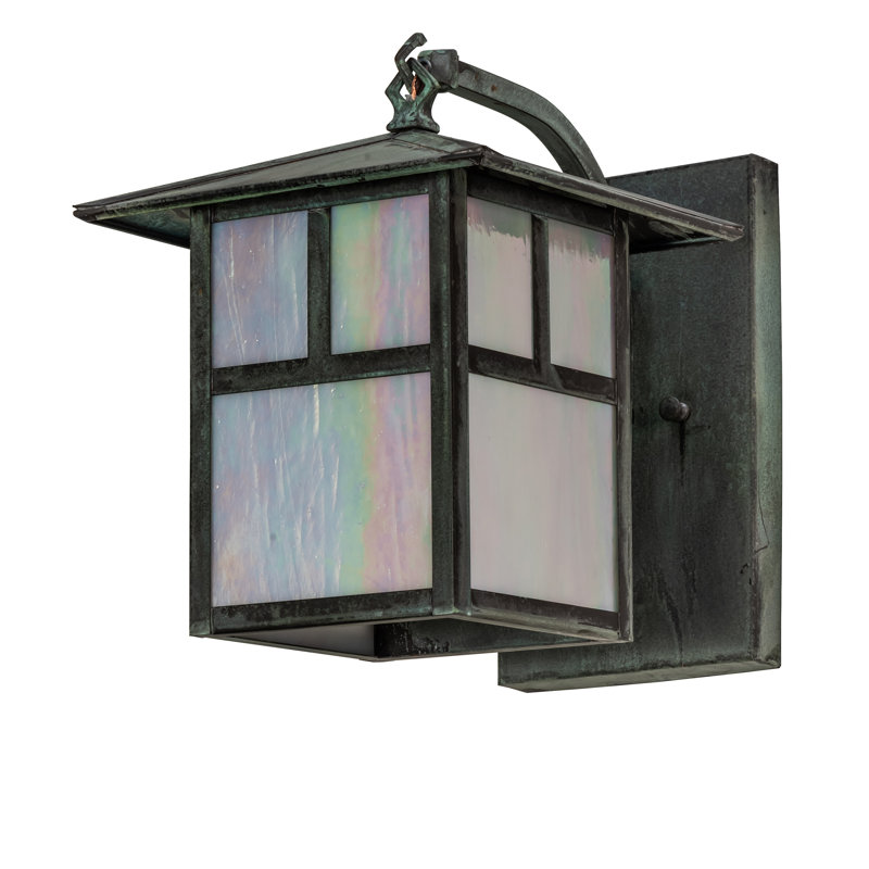 Craftsman Brown Copper Iridescent Glass Wall Sconce
