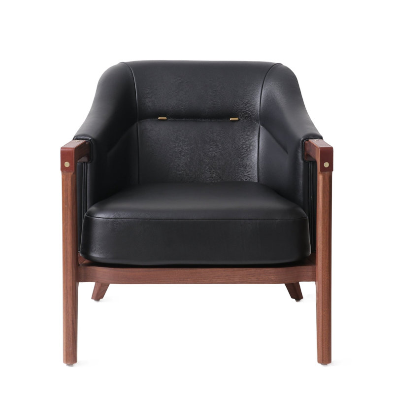 Alva Leather Armchair, Natural Walnut, Green