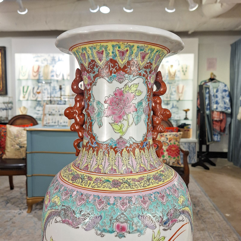 Famille Rose Peony and Bird Vase