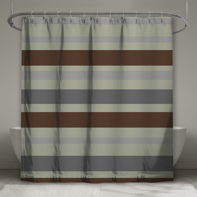 Brown Gray Stripes Shower Curtains Extra Long