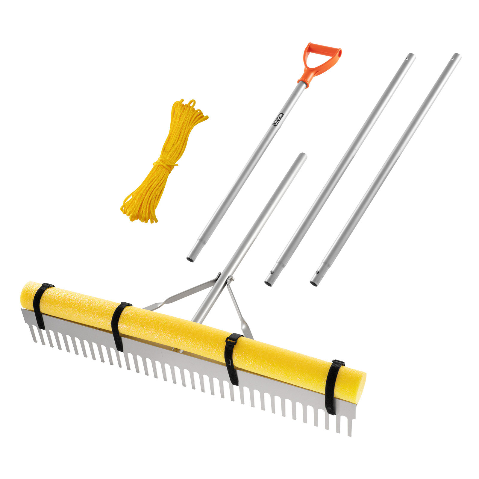 VEVOR Landscape Rake, 36 inch Wide Head 133 inch Handle, Large Heavy ...