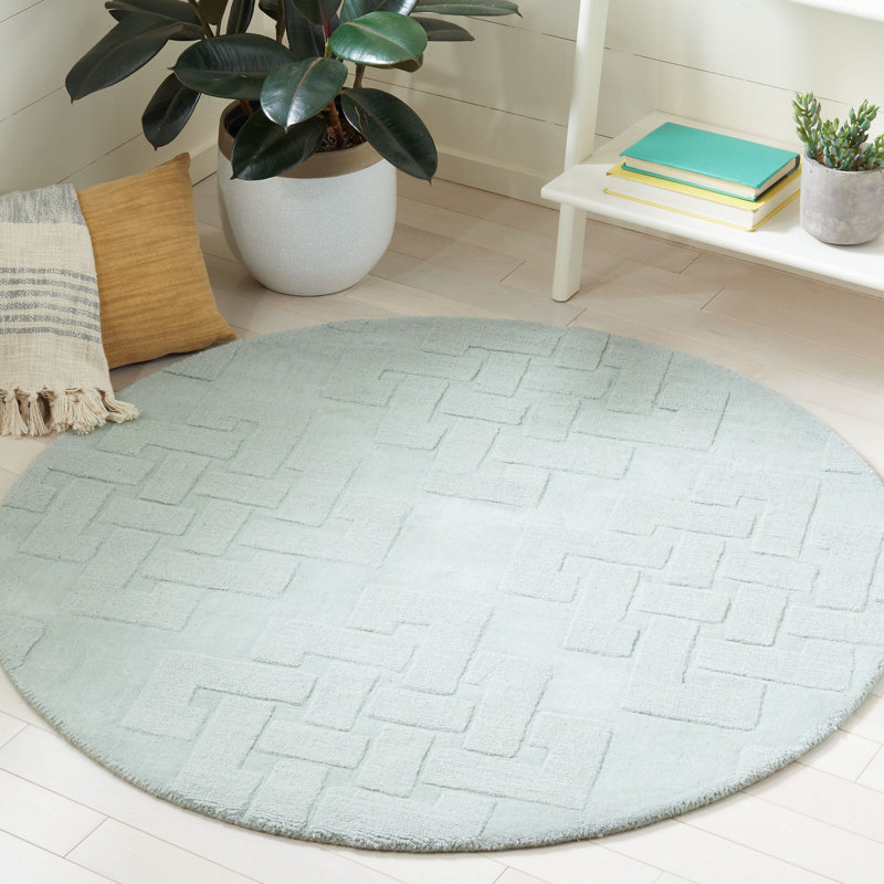 Martha Stewart Hand Tufted Wool Pile Geometric Rug, Round 8'